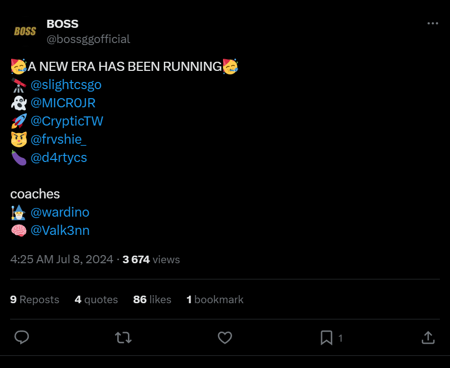 BOSS Esports überarbeitet Roster, heißt neue Talente und erfahrenen Coach willkommen