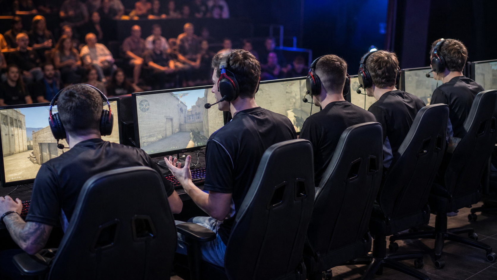 Counter-Strike-trup, der konkurrerer ved et regionalt LAN
