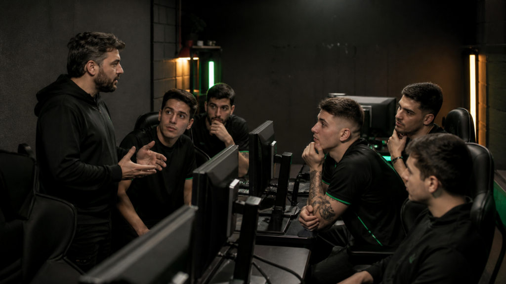 Counter-Strike coach working with a team at bootcamp